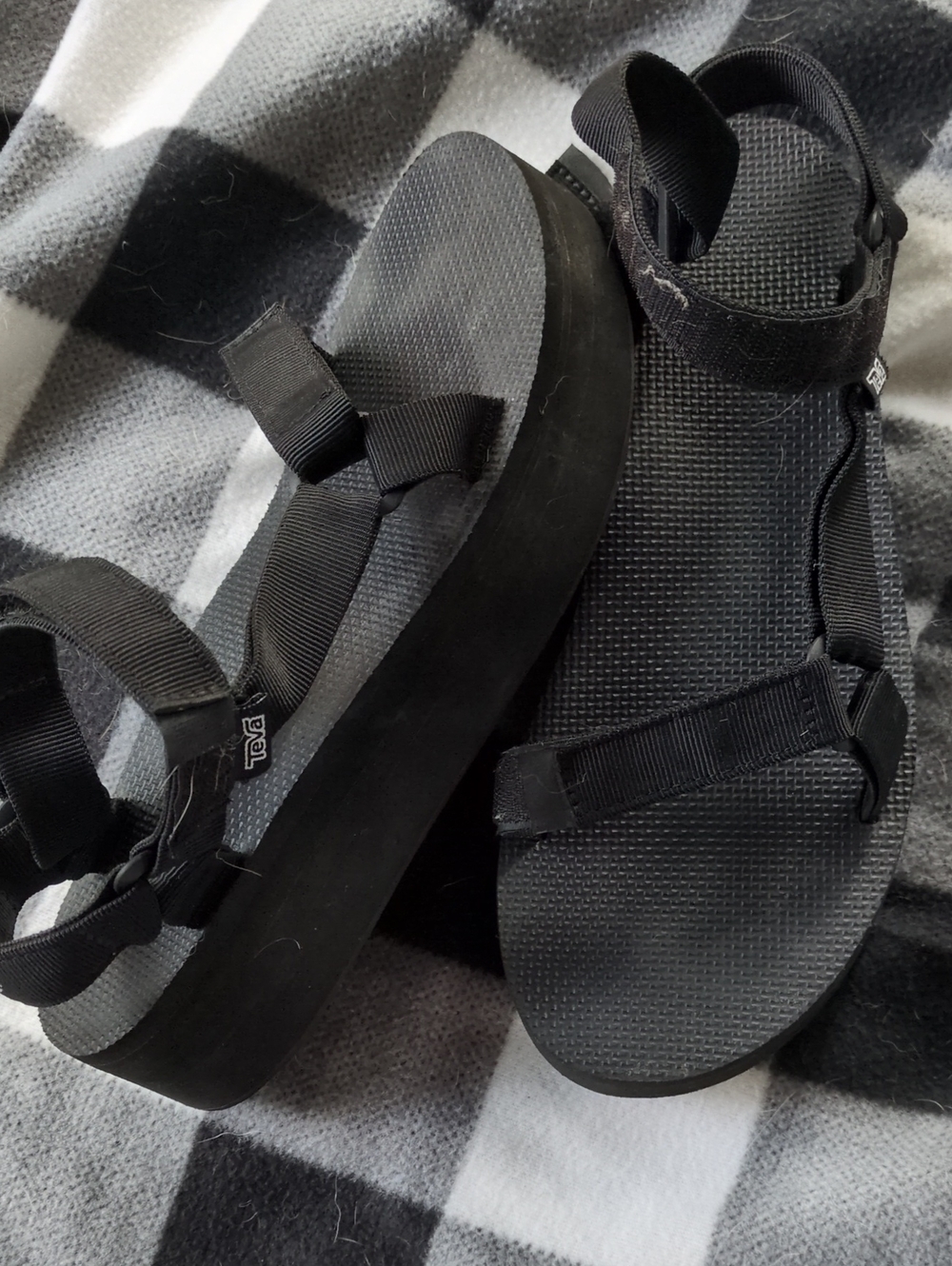 Teva Black Platform Strappy Sandals